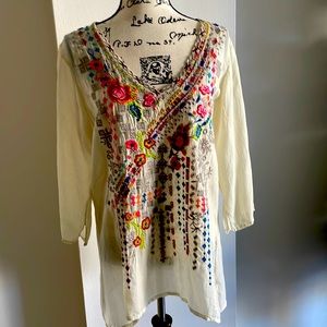 Johnny Was Embroidered Boho top